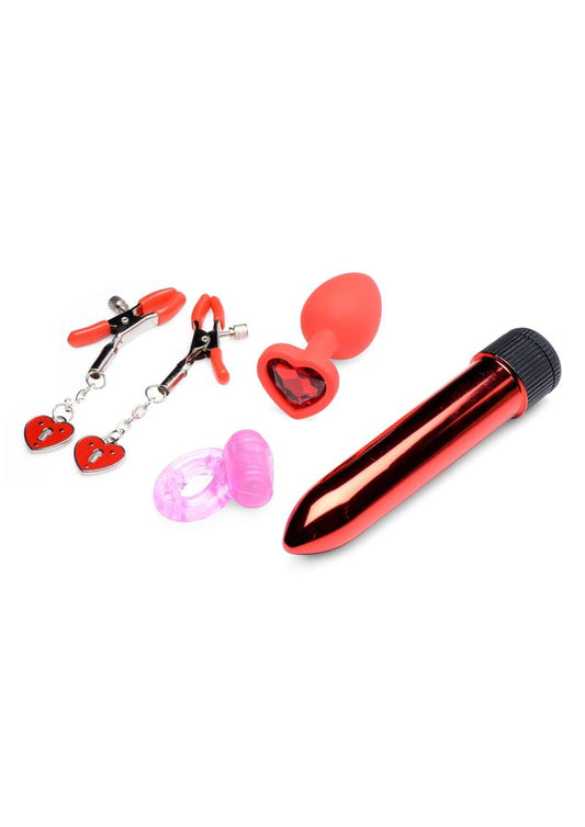 Frisky Passion Heart Kit - Black/Red - 4pc