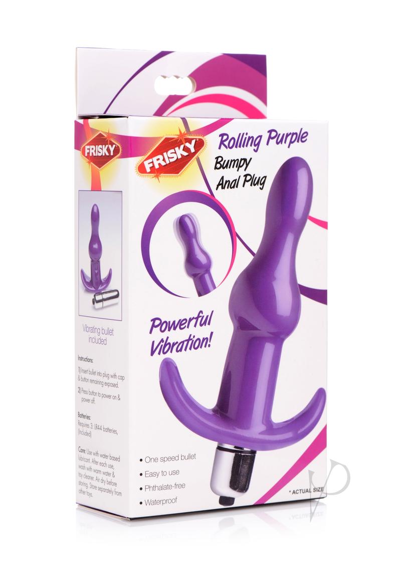 Frisky Rolling Purple Bumpy Vibrating Anal Plug - Purple