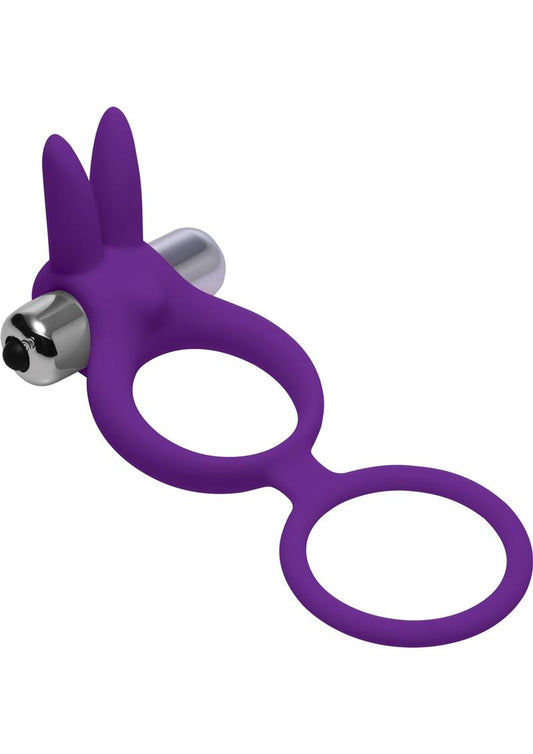 Frisky Throbbin Hopper Cock and Ball Ring with Vibrating Clit Stimulator - Purple