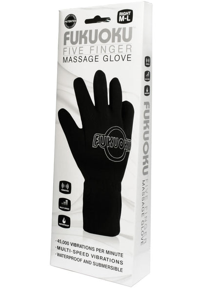 Fukuoku Vibrating Massage Glove - Right Hand - Black - Large/Medium