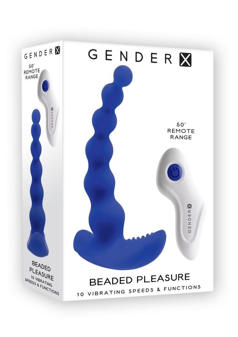 Gender X Beaded Pleasure Rechargeable Silicone Probe with Remote Control - Blue