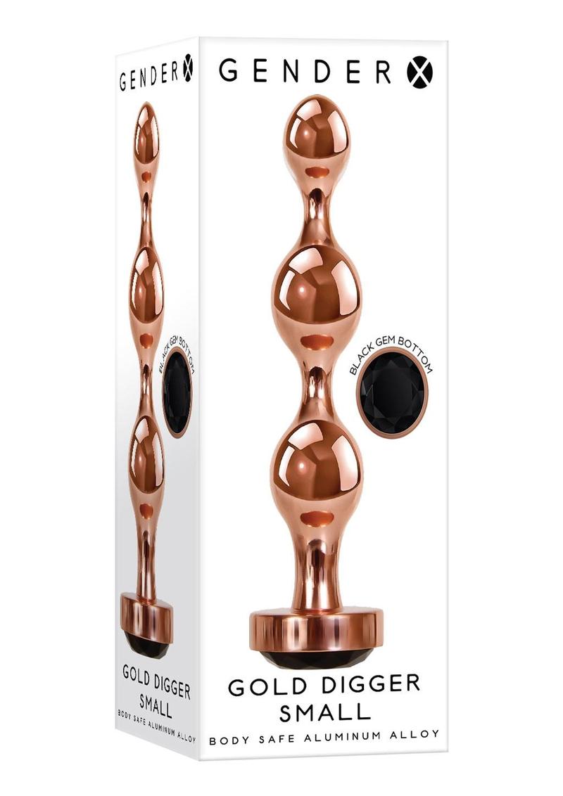 Gender X Gold Digger Anal Plug - Black/Rose Gold - Small