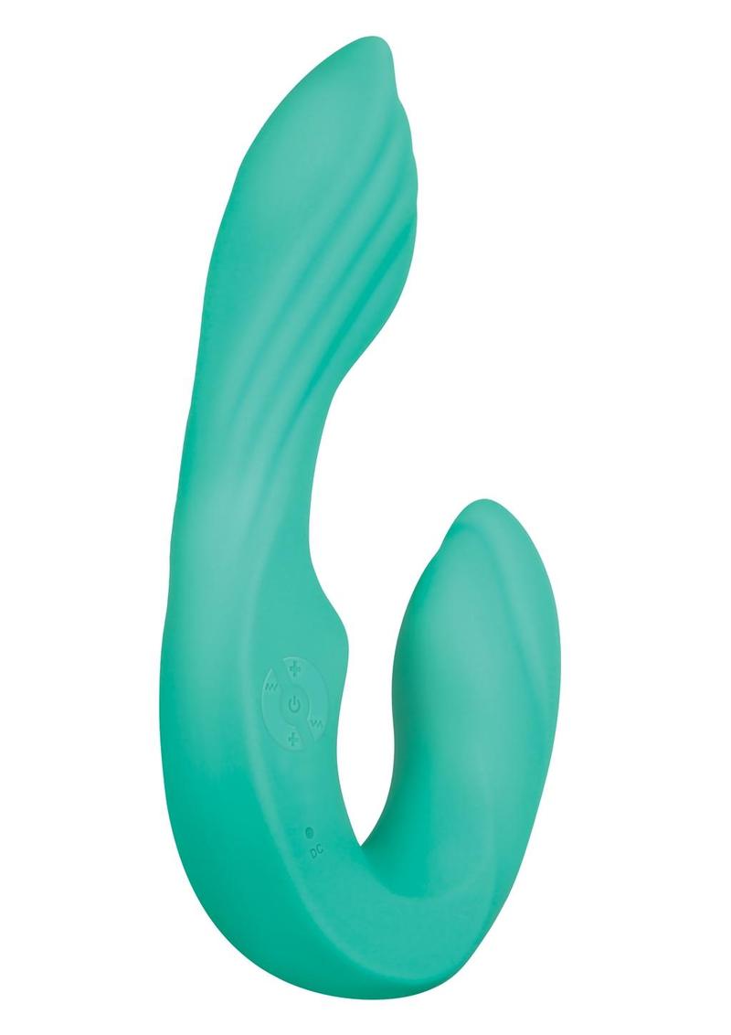 Gender X Strapless Seashell Rechargeable Silicone Dual Vibrator with Remote Control - Aqua/Green