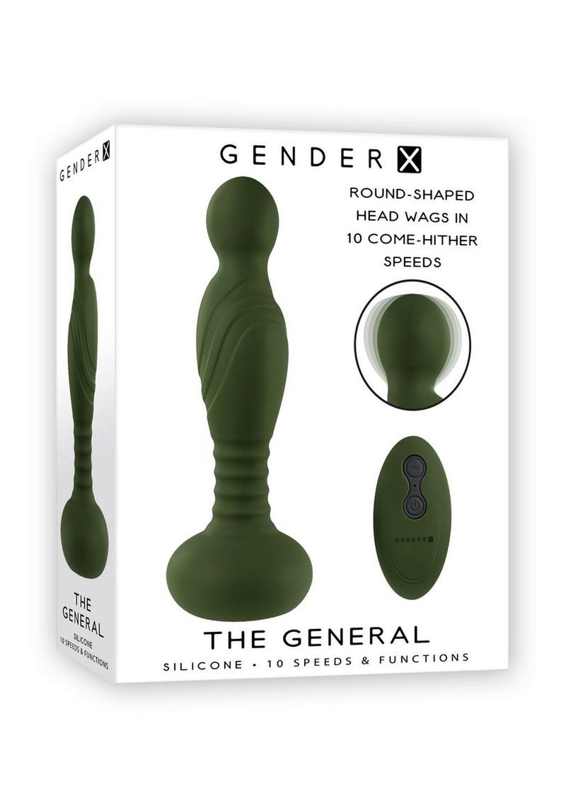 Gender X The General Rechargeable Silicone Vibrator with Remote - Green