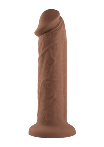 Girthy Vibrating Rechargeable Silicone Dildo - Caramel - 7in