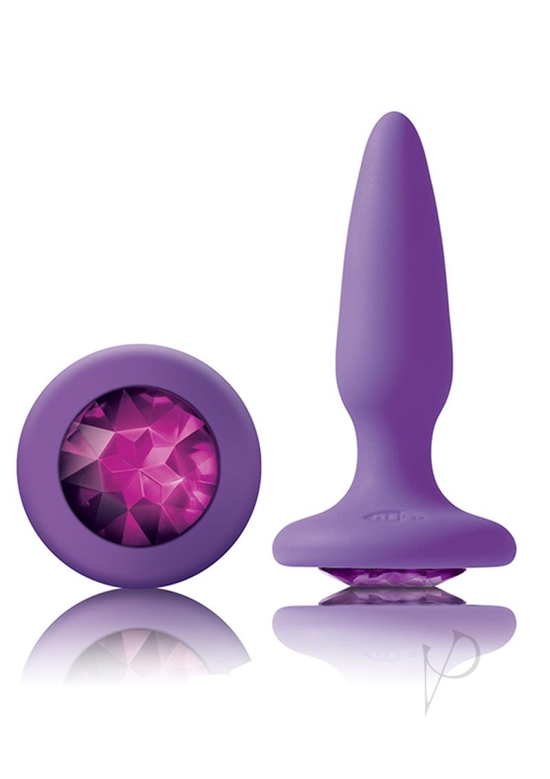 Glams Mini Silicone Butt Plug - Purple/Purple Gem - Small