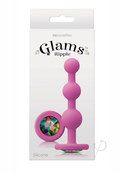 Glams Ripple Silicone Plug Rainbow Gem - Pink - 4.49in