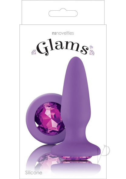 Glams Silicone Butt Plug - Purple/Purple Gem