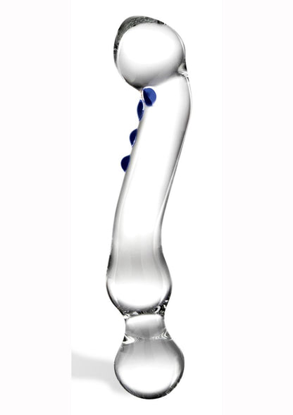 Glas Curved G-Spot Glass Textured Dildo - Blue/Clear - 6in