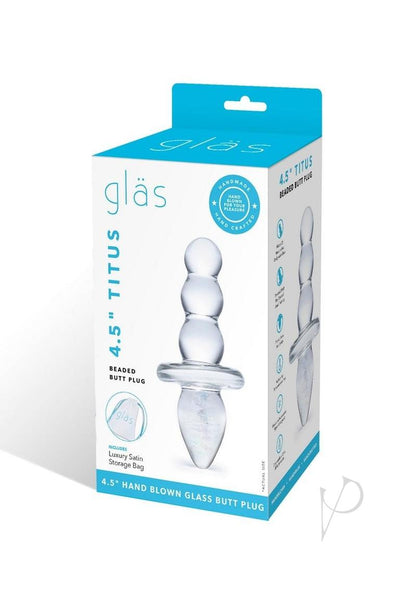 Glas Titus Beaded Butt Plug - Clear