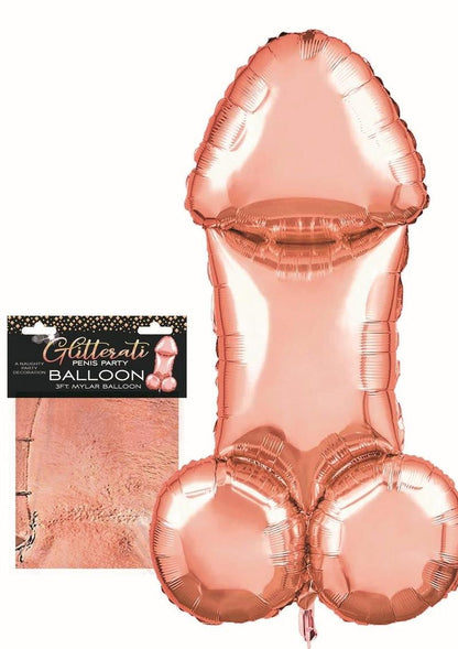 Glitterati Penis Mylar Ballon - Rose Gold - 3ft