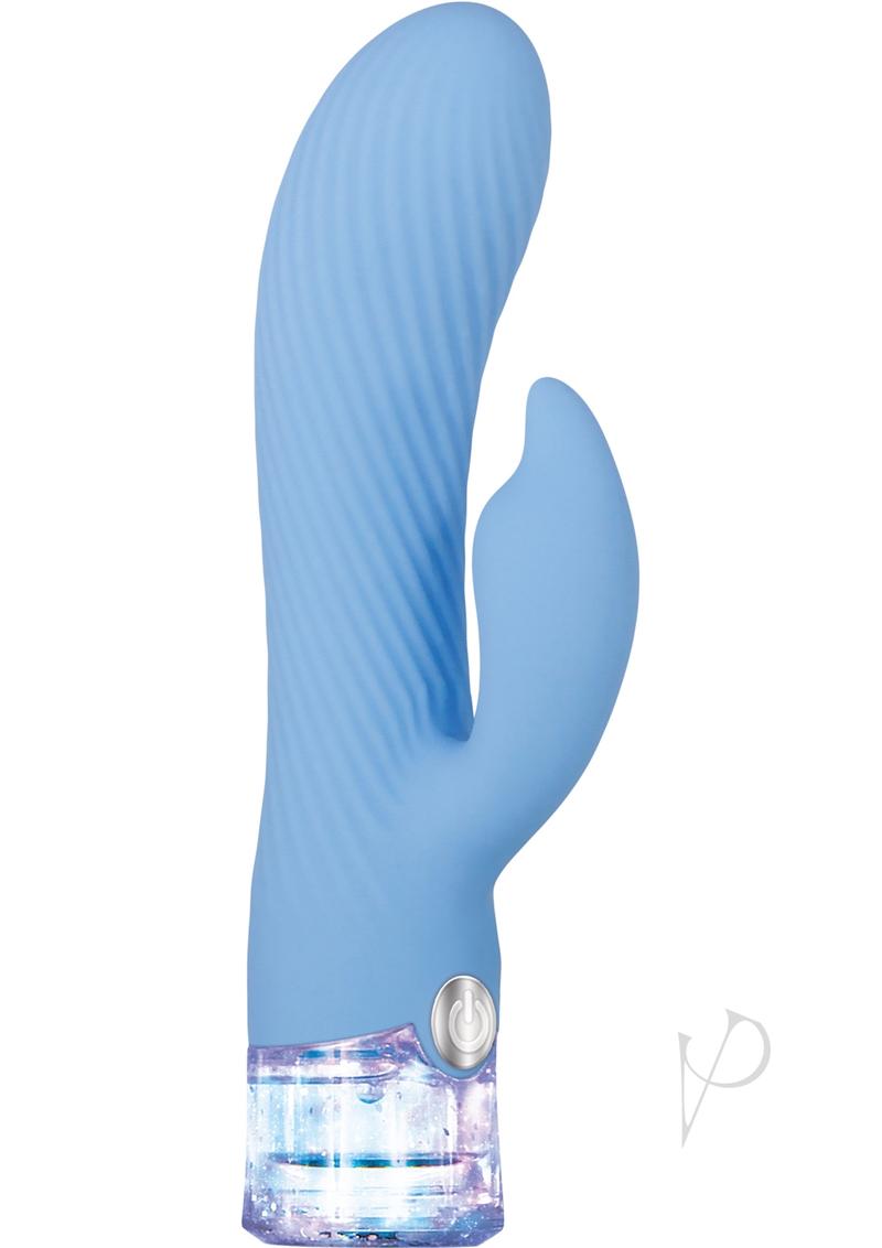 Glitteriffic Rechargeable Silicone Light-Up Vibrator - Aqua/Blue