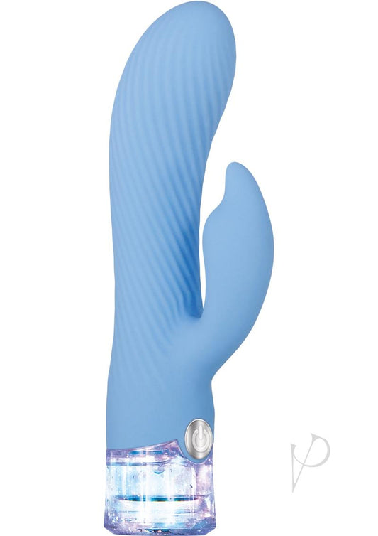 Glitteriffic Rechargeable Silicone Light-Up Vibrator - Aqua/Blue