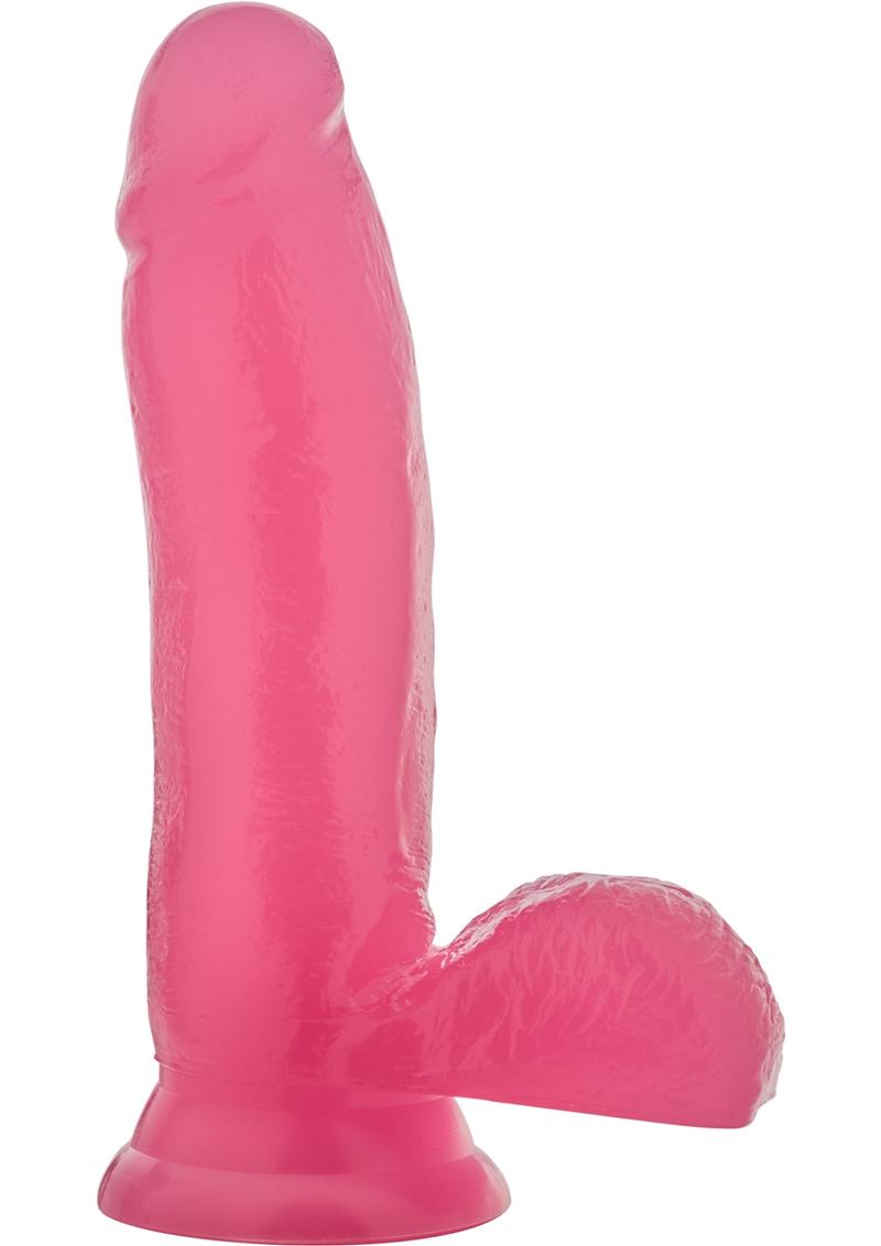 Glow Dicks The Rave Dildo with Balls - Glow In The Dark/Pink - 6.75in