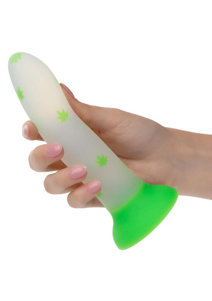 Glow Stick Leaf Silicone Glow In The Dark Dildo with Suction Base