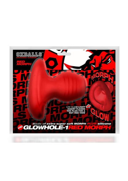 Glowhole 1 Hollow Buttplug with Led Insert - Small - Red Morph - Red - Small