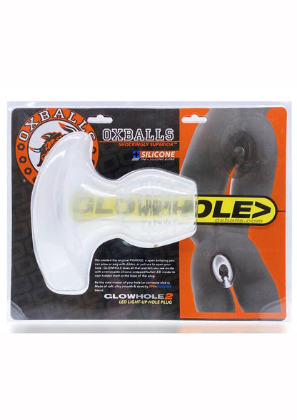 Glowhole 2 Light Up Hollow Silicone Buttplug - Cool Ice - Large