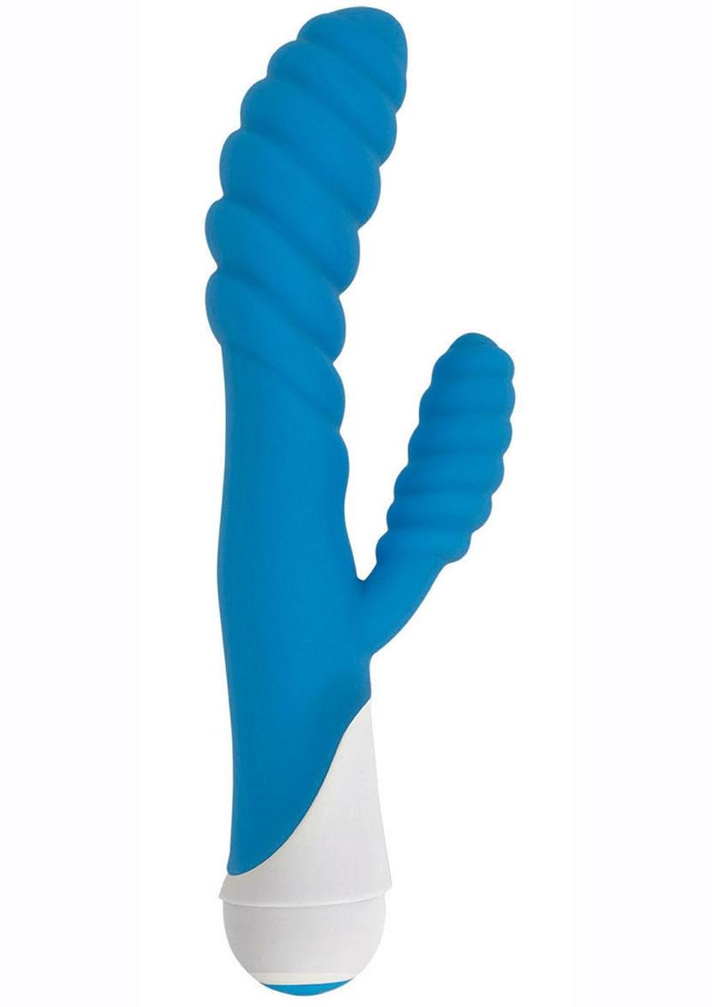 Gossip Diana 20x Rippled Silicone Rabbit Vibrator - Blue