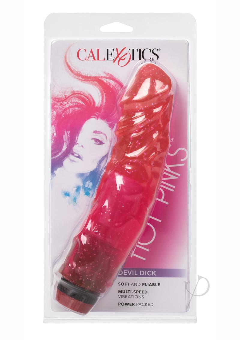 Hot Pinks Devil Dick Vibrating Dildo - Pink - 8in