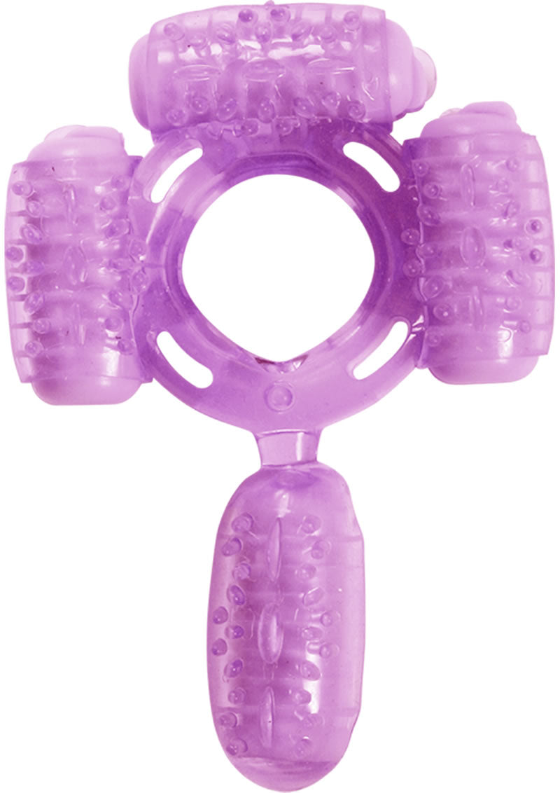 Humm Dinger Super Quad Vibrating Cock Ring - Purple