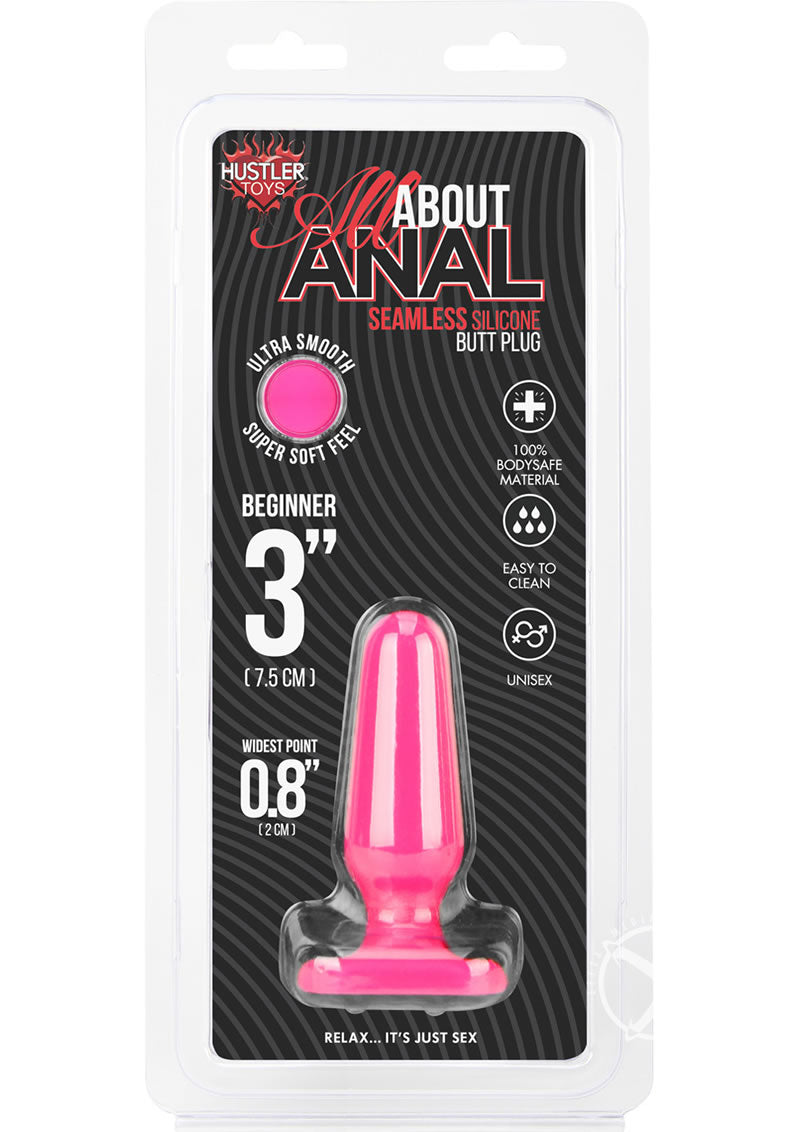 Hustler All About Anal Seamless Silicone Butt Plug - Pink - 3in