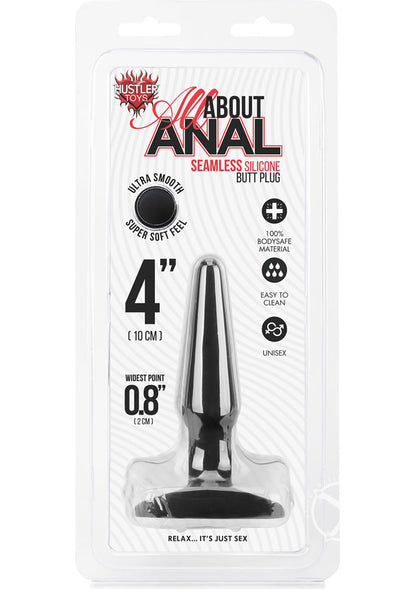 Hustler All About Anal Seamless Silicone Butt Plug - Black - 4in