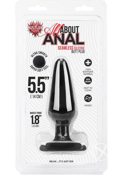 Hustler All About Anal Seamless Silicone Butt Plug - Black - 5.5in