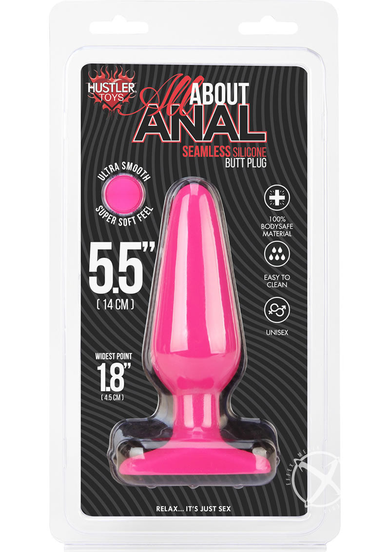 Hustler All About Anal Seamless Silicone Butt Plug - Pink - 5.5in