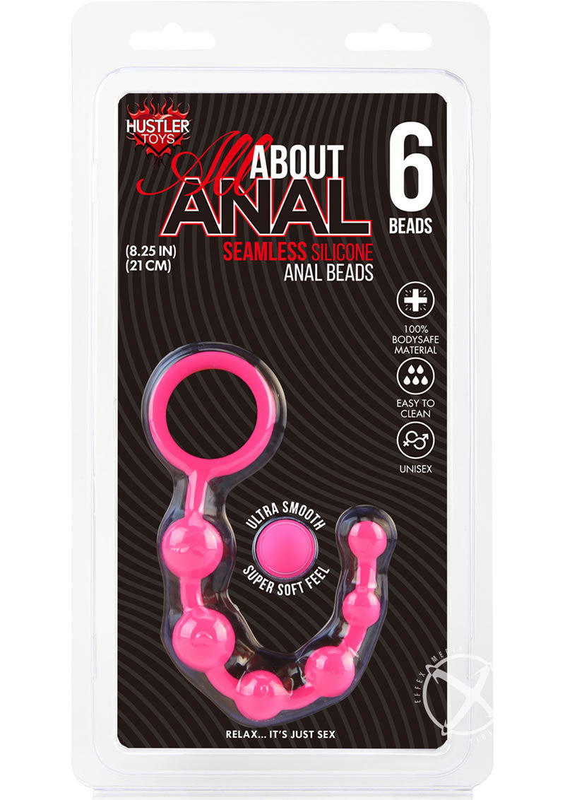 Hustler Silicone Anal Beads 6 Balls - Pink - 8.25in