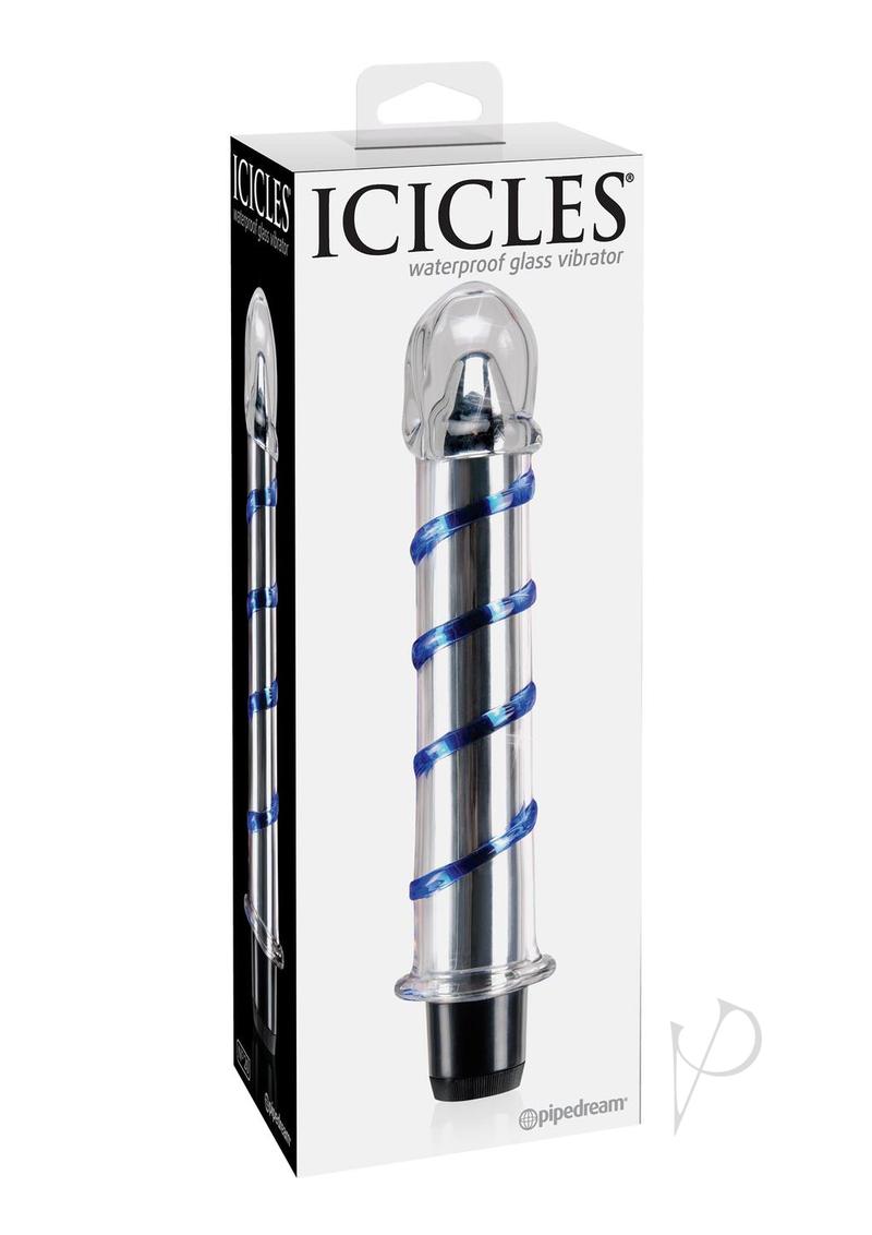 Icicles No. 20 Textured Glass Vibrator - Blue/Clear