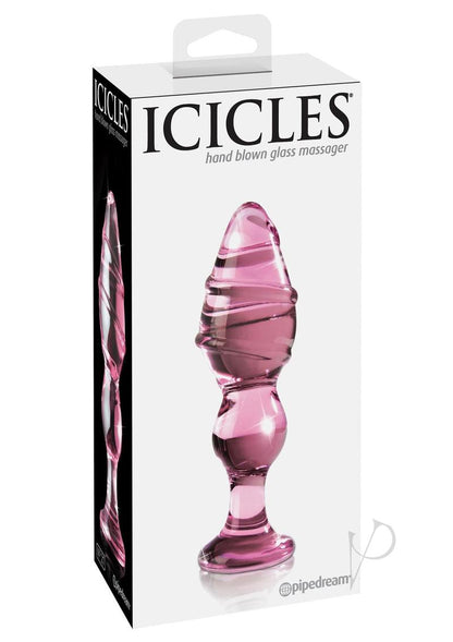 Icicles No. 27 Textured Glass Anal Plug - Pink - 5.75in