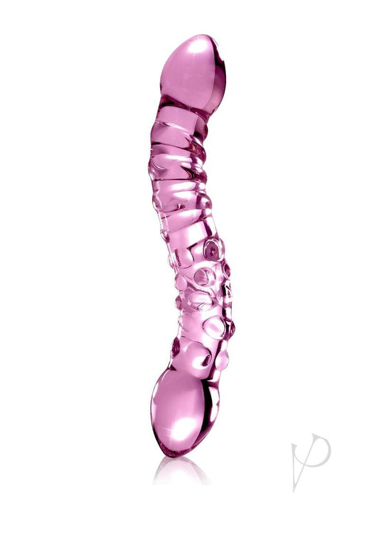 Icicles No. 55 Double-Sided Textured Glass Dildo - Pink - 9in