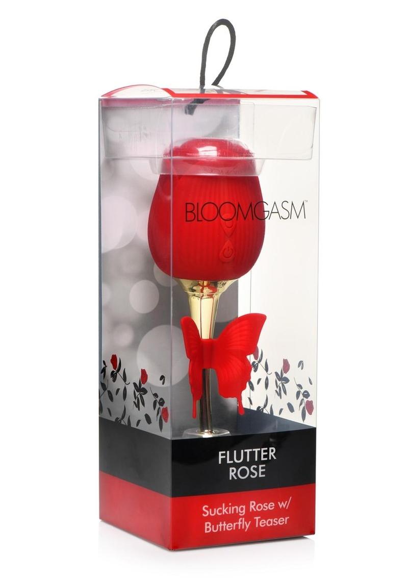 Inmi Bloomgasm Flutter Rose Rechargeable Silicone Sucking Rose with Butterfly Teaser - Gold/Red