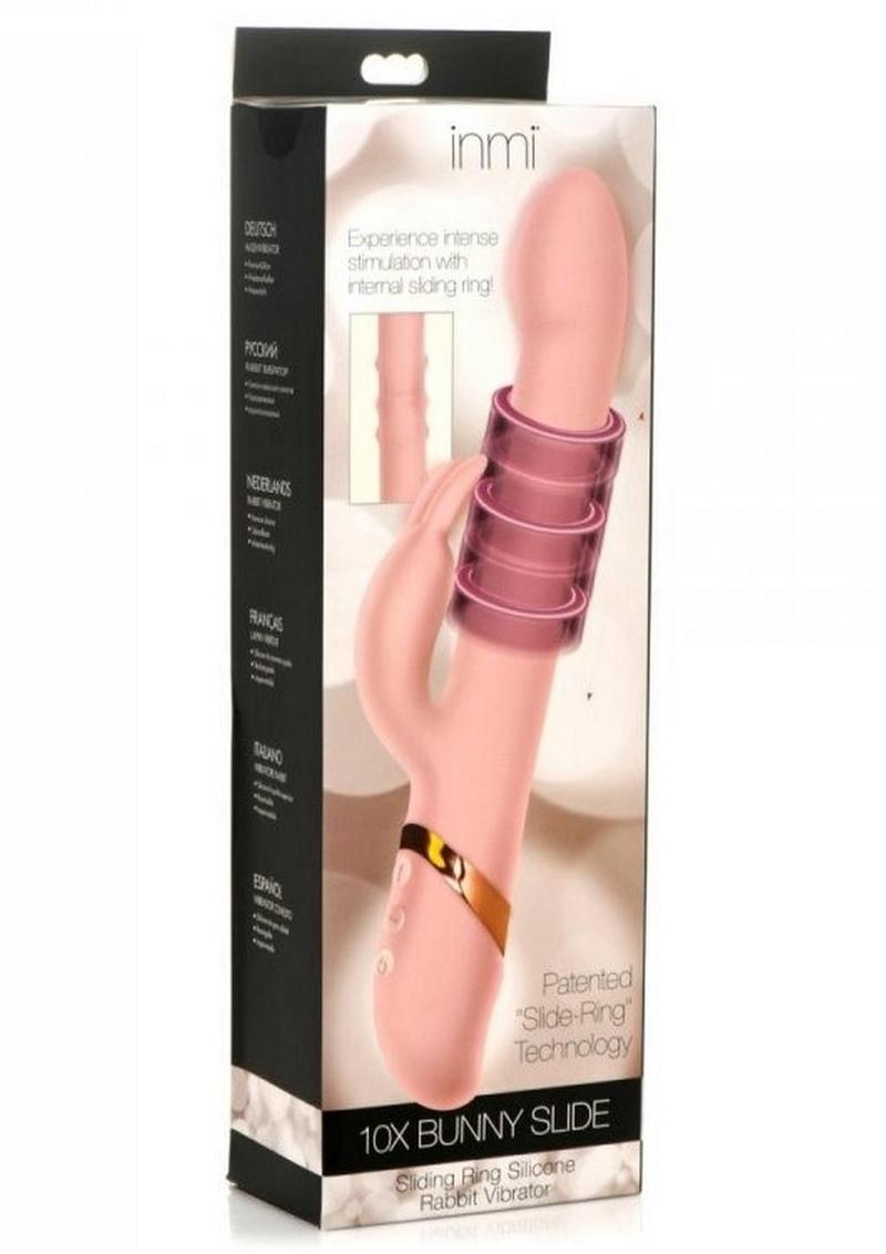 Inmi Sliding Ring Silicone Rabbit Vibrator - Pink