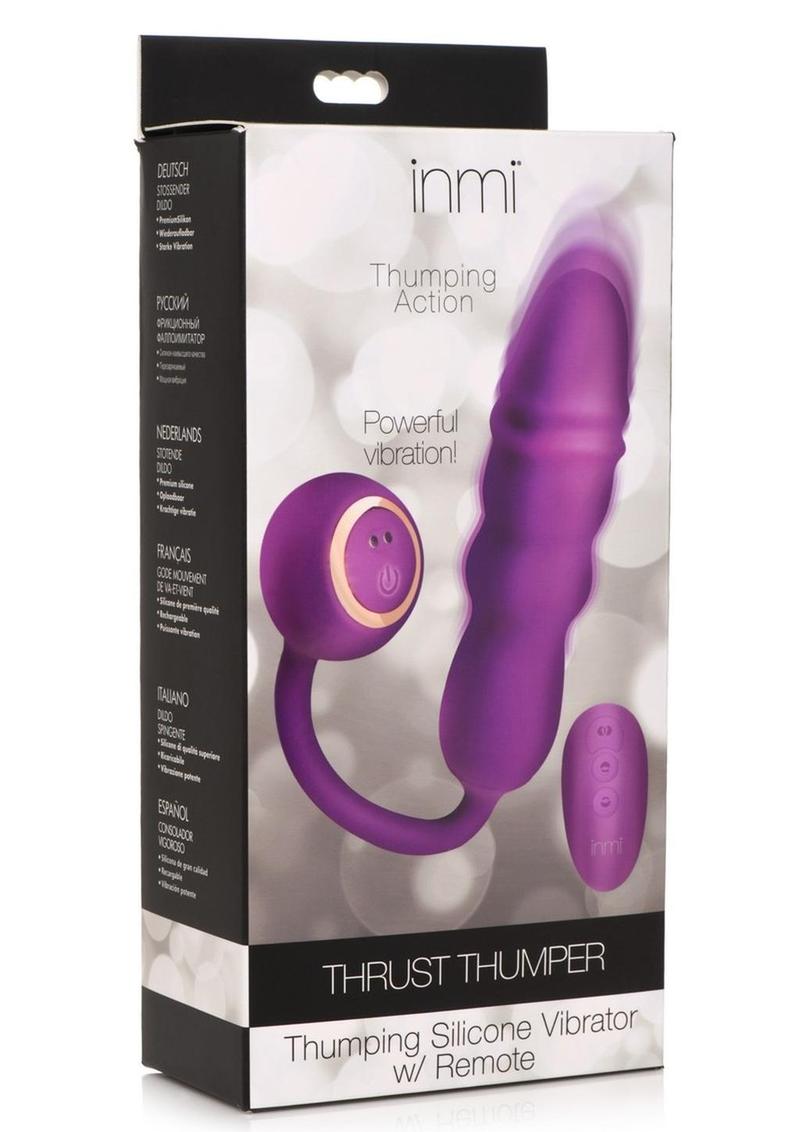 Inmi Thrust Thumper Rechargeable Silicone Vibrator with Remote Control - Purple