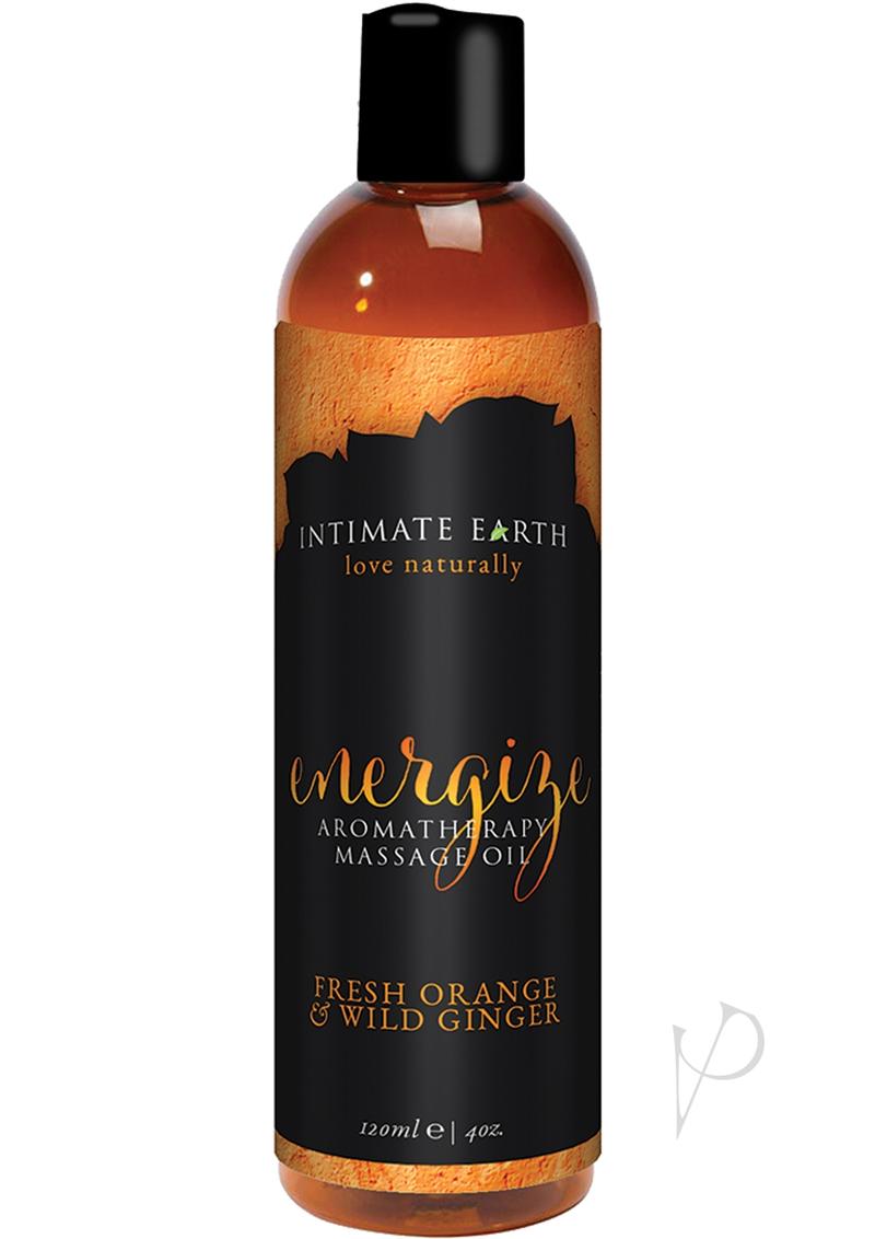 Intimate Earth Energize Aromatherapy Massage Oil Fresh Orange and Wild Ginger - 4oz