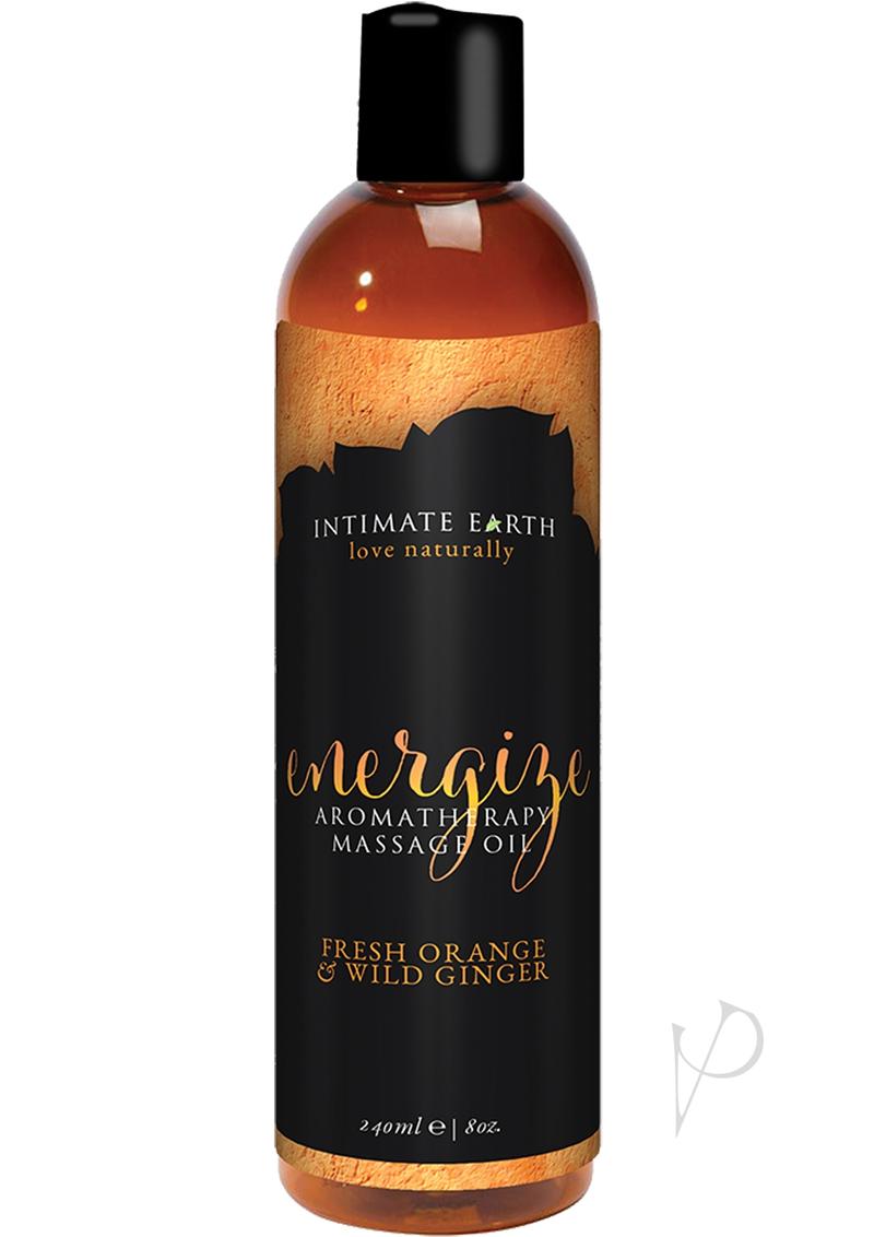 Intimate Earth Energize Aromatherapy Massage Oil Fresh Orange and Wild Ginger - 8oz