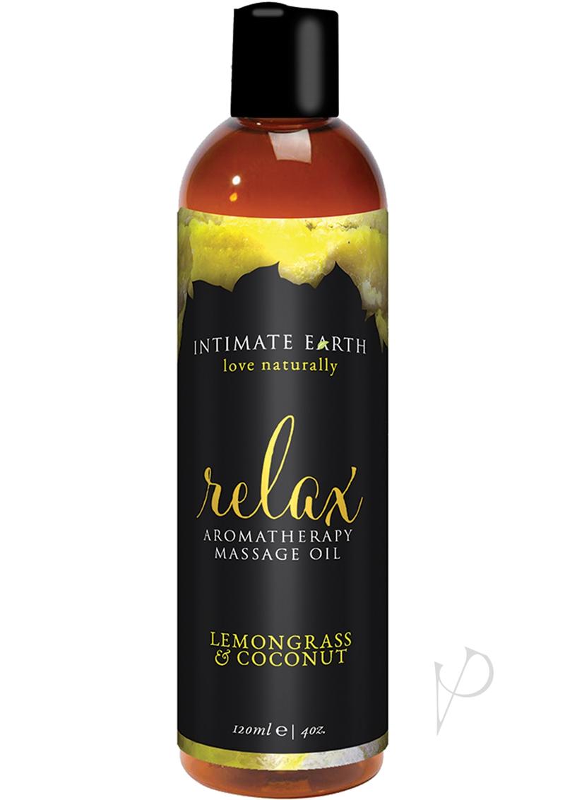 Intimate Earth Relax Aromatherapy Massage Oil Lemongrass and Coconut - 4oz