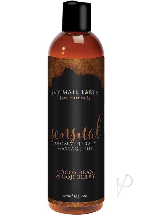 Intimate Earth Sensual Aromatherapy Massage Oil Cocoa Bean and Goji Berry - 4oz