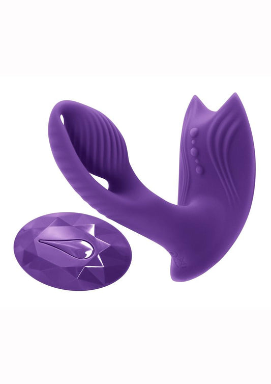 Inya Bump-N-Grind Silicone Rechargeable Warming Vibrator with Remote Control - Purple