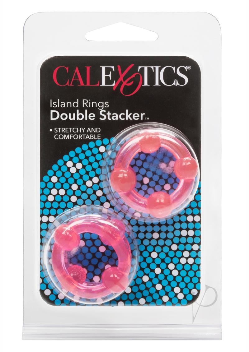 Island Rings Double Stacker Cock Rings - Pink - 2 Piece Set