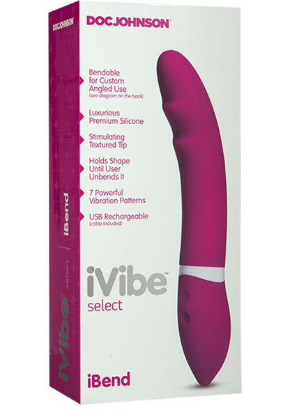 iVibe Select Silicone iBend USB Rechargeable Vibrator Waterproof - Pink - 9in