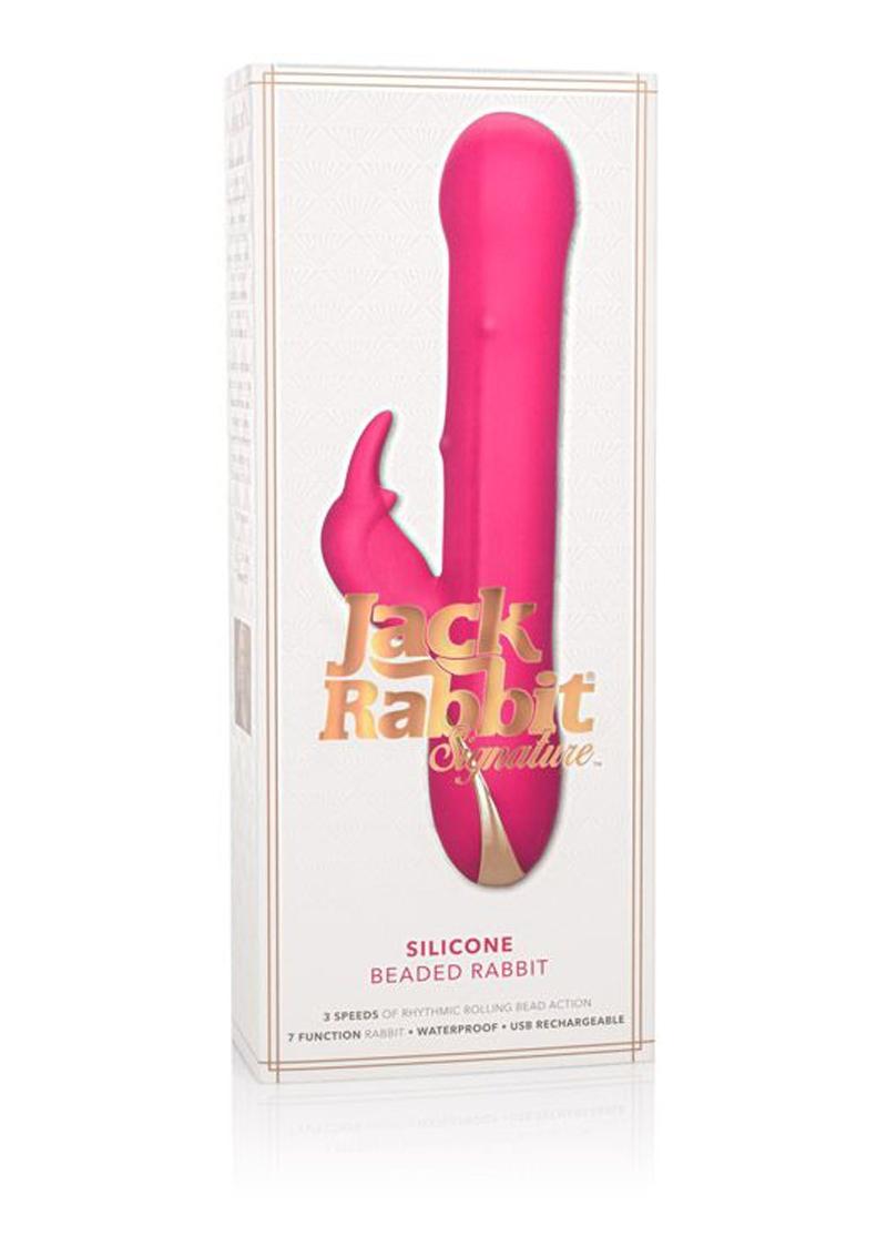 Jack Rabbit Signature Silicone Beaded Rechargeable Vibrator - Pink