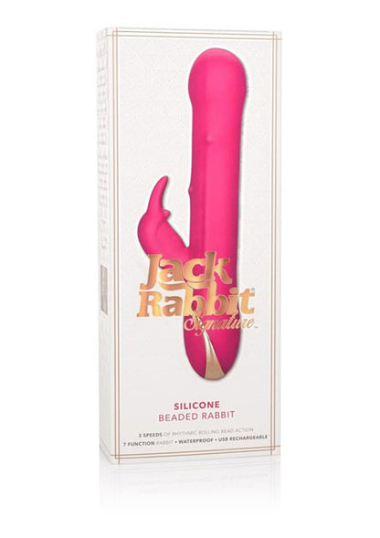 Jack Rabbit Signature Silicone Beaded Rechargeable Vibrator - Pink