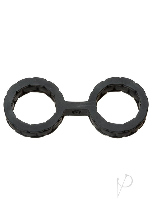 Japanese Style Bondage Silicone Cuffs - Black - Small - 6.4in