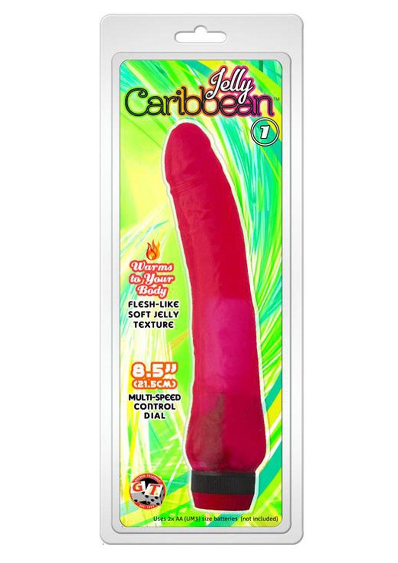 Jelly Caribbean Number 1 Jelly Vibrator - Red - 8.5in