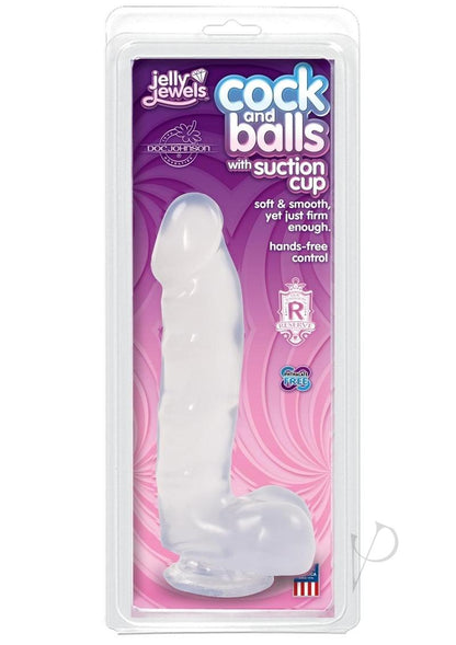 Jelly Jewels Dildo with Balls - Clear - 6in