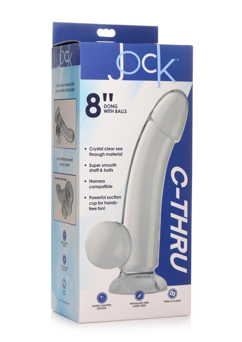 Jock C-Thru Dildo with Balls - Clear - 8in