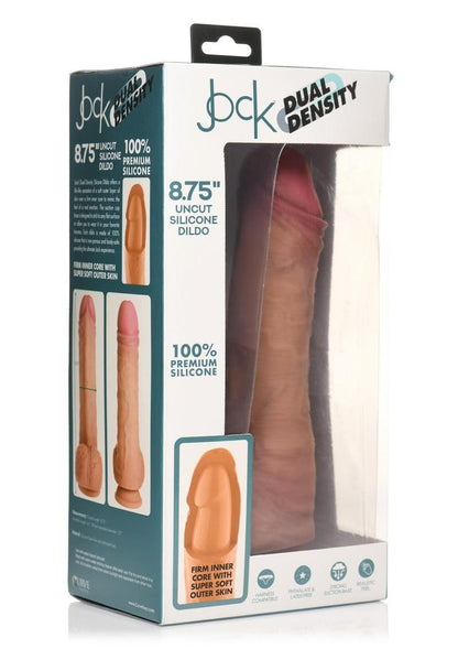 Jock Dual Density Uncut Dildo with Balls - Caramel - 8.75in