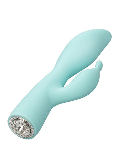 Jopen Pave Victoria Rechargeable Silicone Rabbit Massager with Crystals - Teal